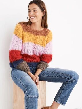 NEW Madewell x Maiami Striped MOHAIR WOOL Blend Sweater Pullover Womens M Medium